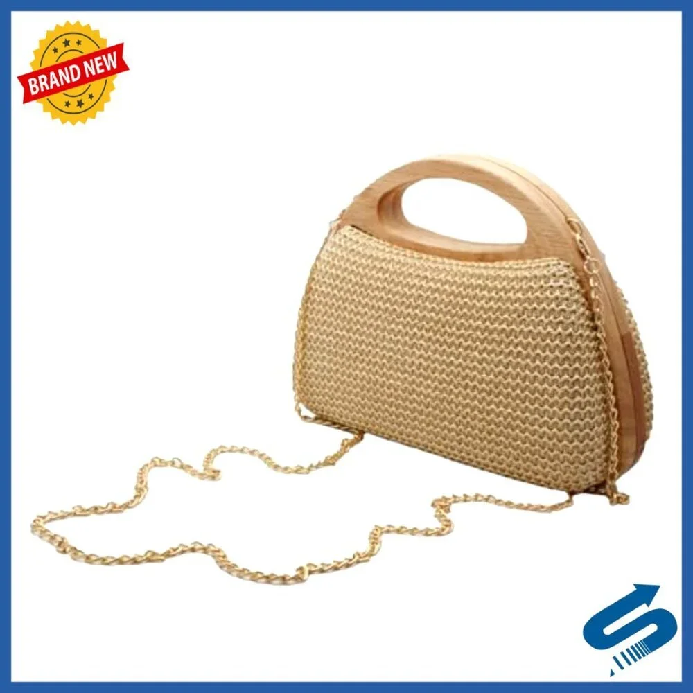 Straw Clutch Handbag Woven Evening Bag Crossbody Top Handle Wedding Party